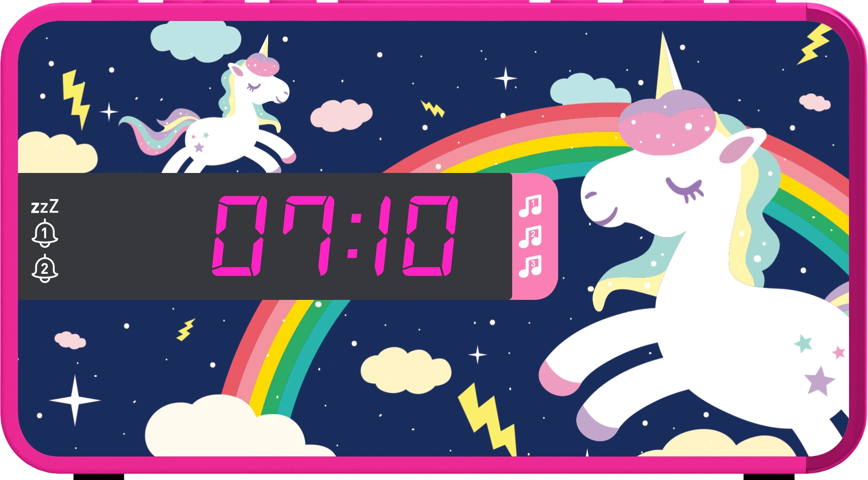 Sveglia con doppia sveglia e 3 motivi - R16UNICORN2