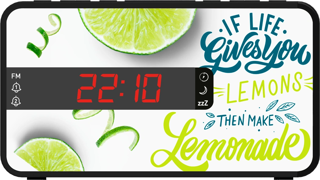 Radio alarm clock with 3 interchangeable covers RR16QUOTES